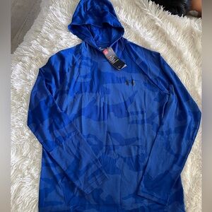 Under Armour men rare blue hoodie tech long sleeve sweatshirts medium